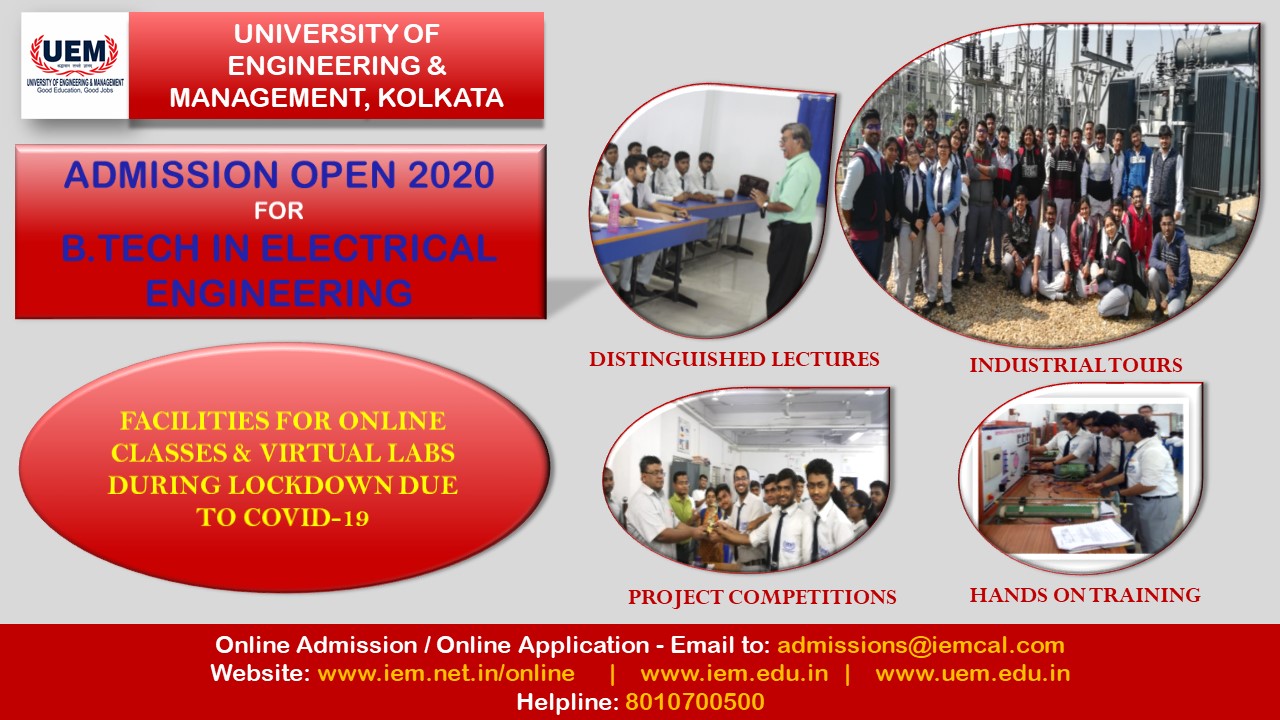 Online admission going on in Department of Electrical Engineering at UEM Kolkata