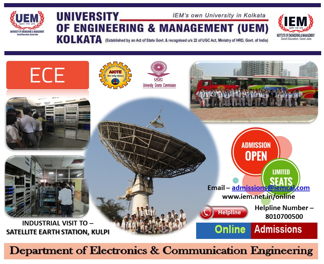 Online admission going on in the Department of Electronics and Communication Engineering @ UEM Kolkata