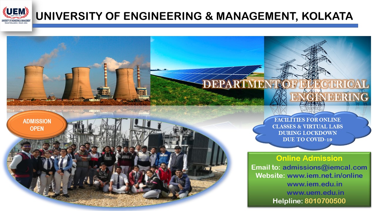 Online admission going on in Department of Electrical Engineering at UEM Kolkata