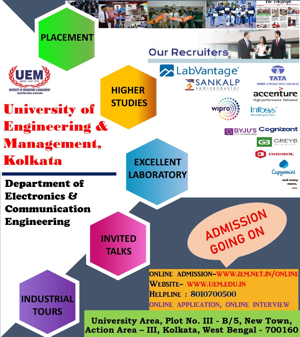 Online admission going on in the Department of Electronics and Communication Engineering at UEM Kolkata