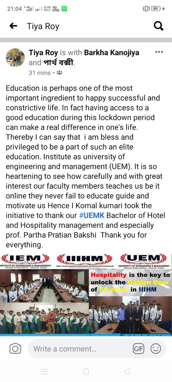 A wonderful response given by the student of BHM