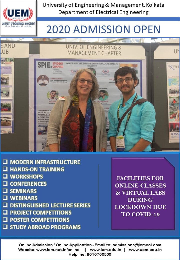 Mr. Gunjan Chakraborty from Department of Electrical Engineering represented UEM Kolkata as a part of SPIE student chapter activity in US