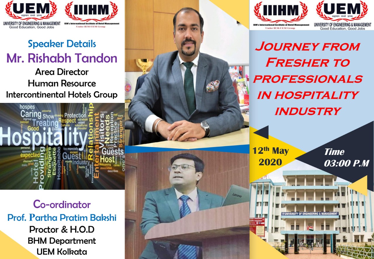 A webinar was conducted on "Journey from Fresher to Professionals in Hospitality Industry" on 12th May 2020
