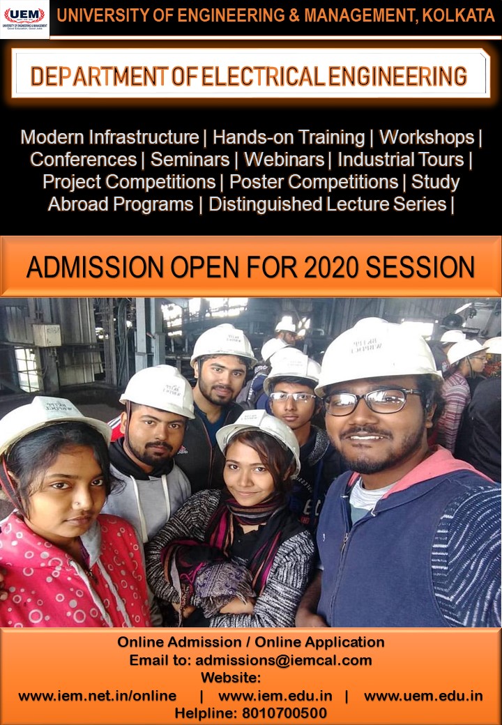 Online admission going on in Department of Electrical Engineering at UEM Kolkata