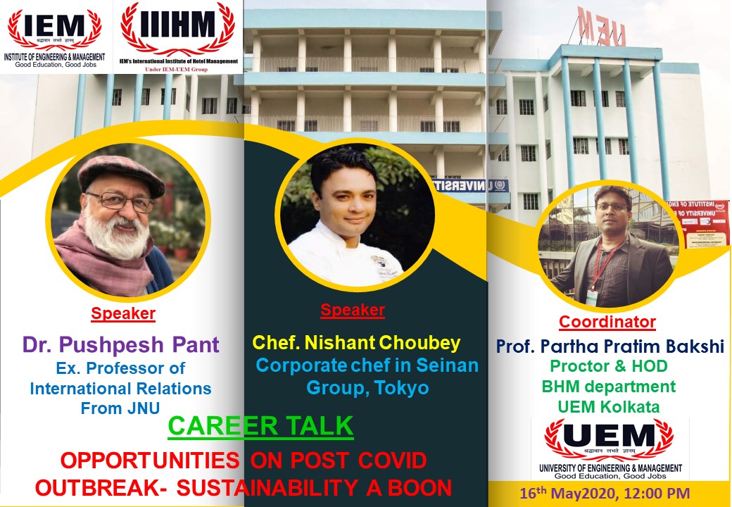 Join for a Career Talk on "Opportunities on Post COVID'19 Outbreak- sustainability a Boon"