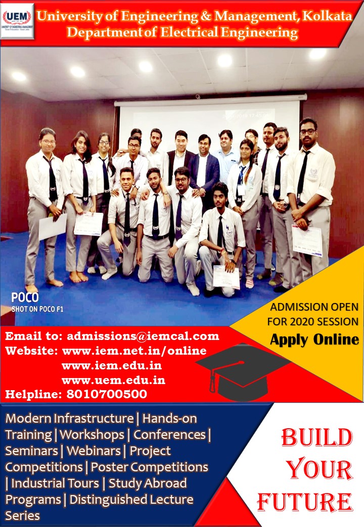 Admission Open for Department of Electrical Engineering at UEM Kolkata
