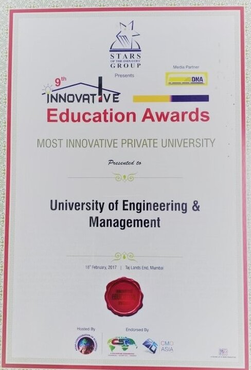 The University was awarded Innovative Education Awards by Stars of the Industry Group