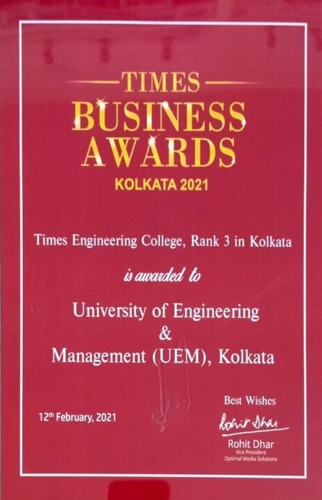 Times Business Award was conferred to the University at ITC Sonar Bangla