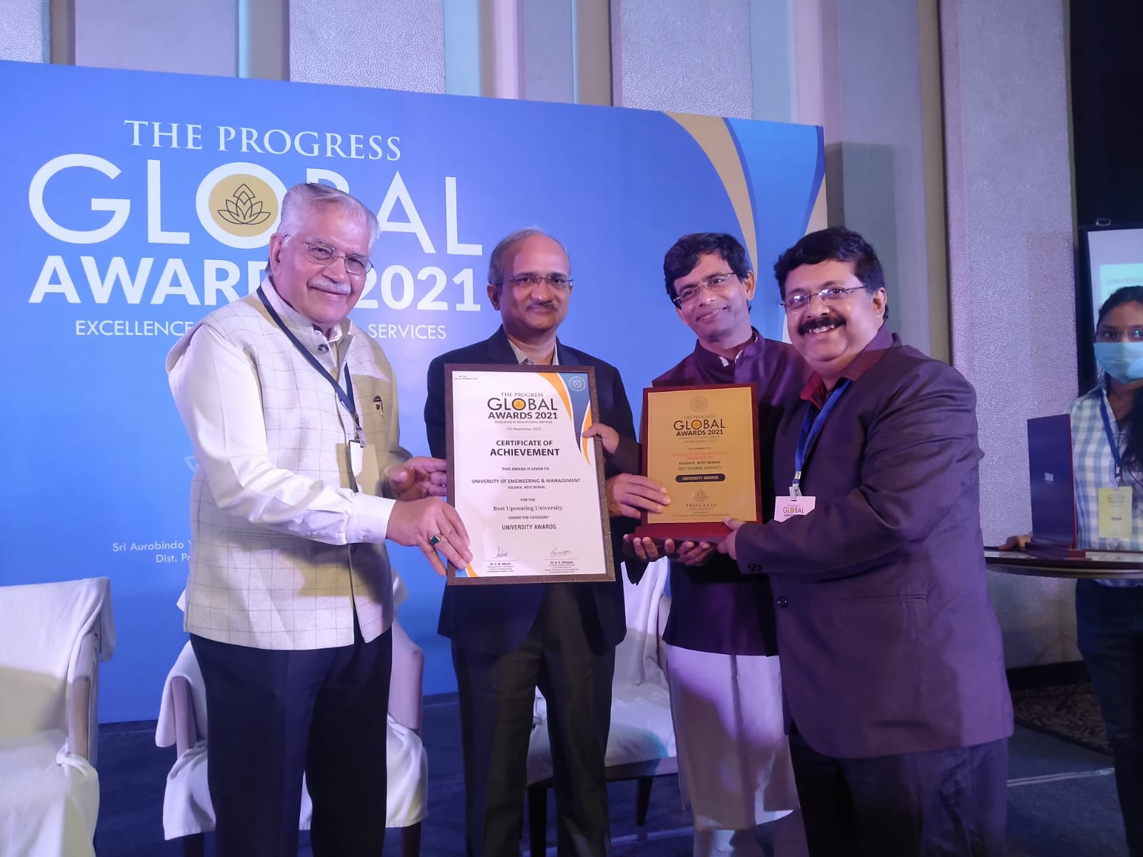 UEM Kolkata was awarded The Progress Global Award 2021 for “BEST UPCOMING UNIVERSITY”