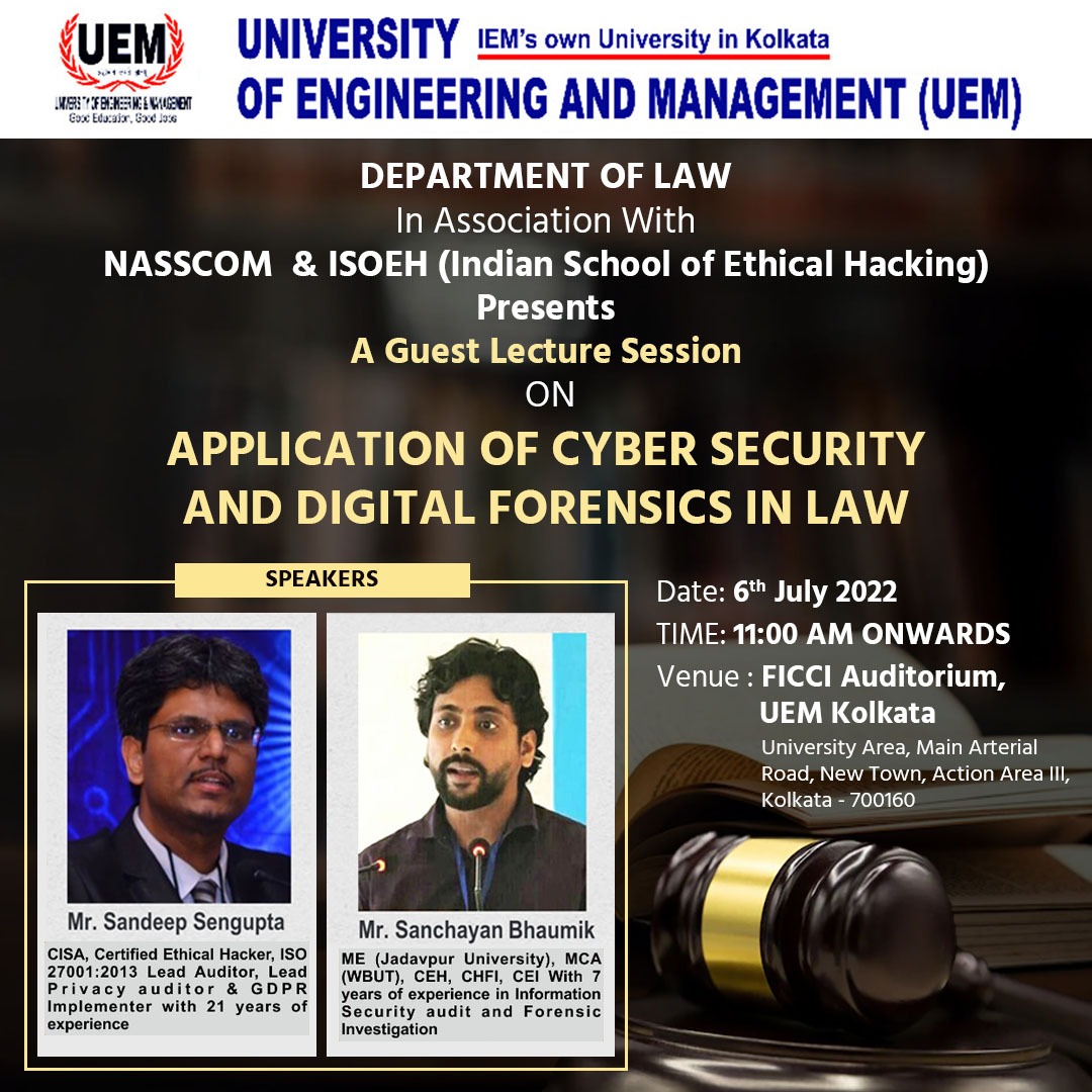 Guest Lecture Session on Application of Cyber Security and Digital Forensics in Law