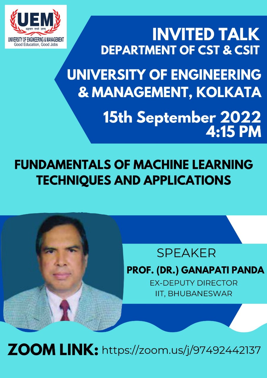 Distinguished Lecture Series on Fundamentals of Machine Learning Techniques and Applications