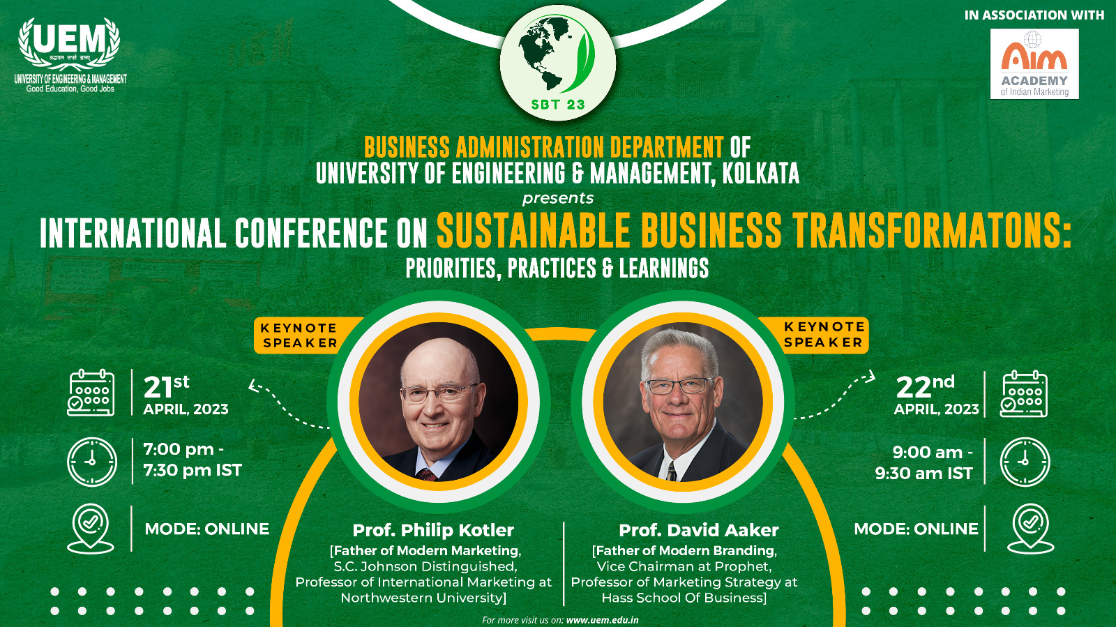 International Conference on Sustainable Business Transformations: Priorities, Practices & Learnings 2023
