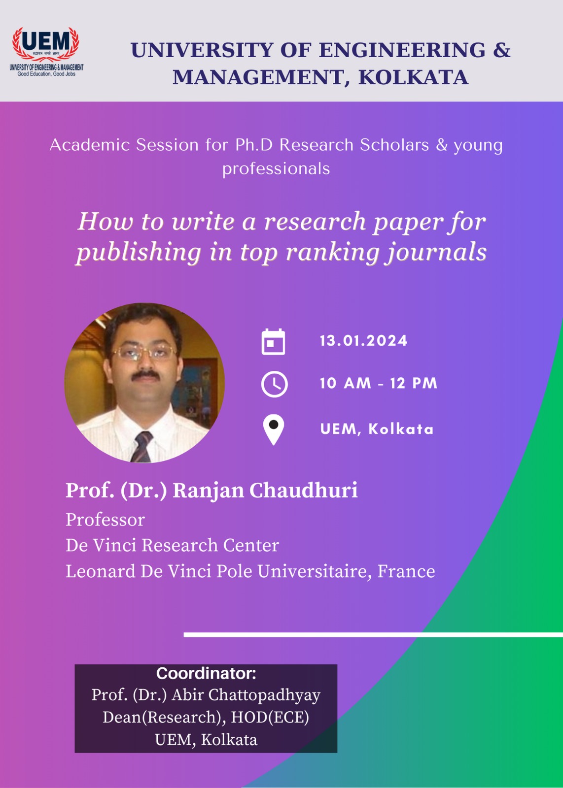 Session on How to write a research paper for publishing in top ranking journals