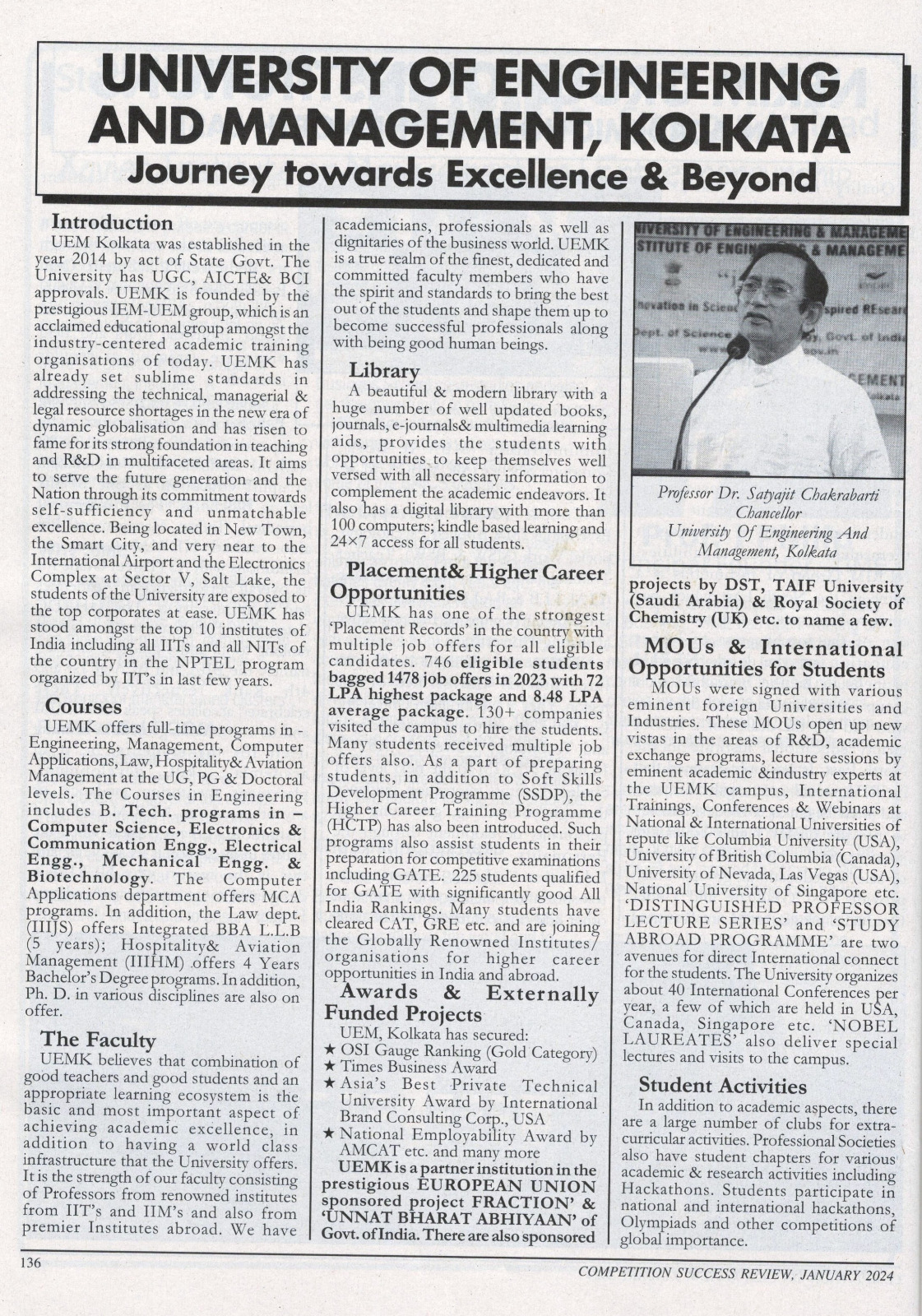 UEM Kolkata Journey towards Excellence at Competition Success Review