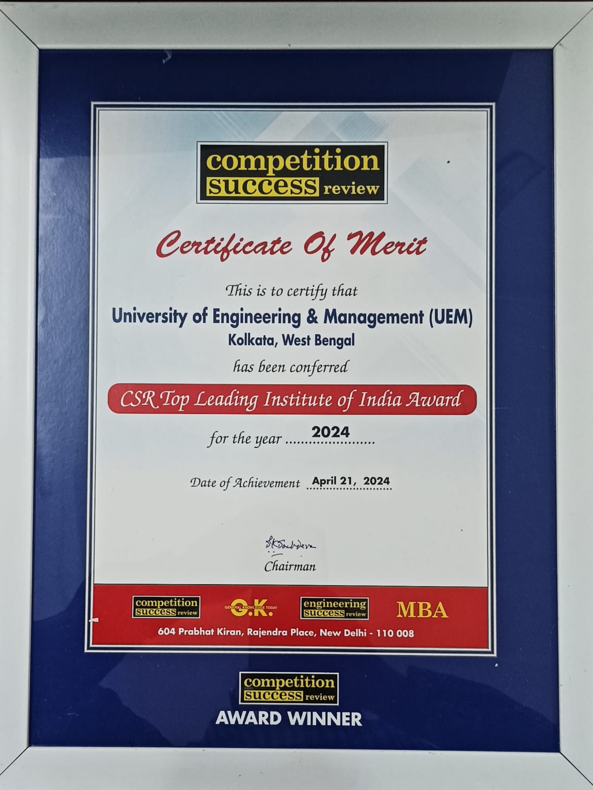Top Leading Institute of India Award