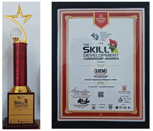 UEM Kolkata received Skill Development Leadership Awards from World Congress Education.