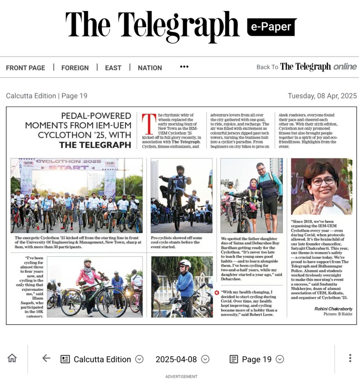 IEM-UEM Cyclothon featured in The Telegraph