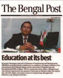 Dr. Satyajit Chakrabarti featured in The Bengal Post