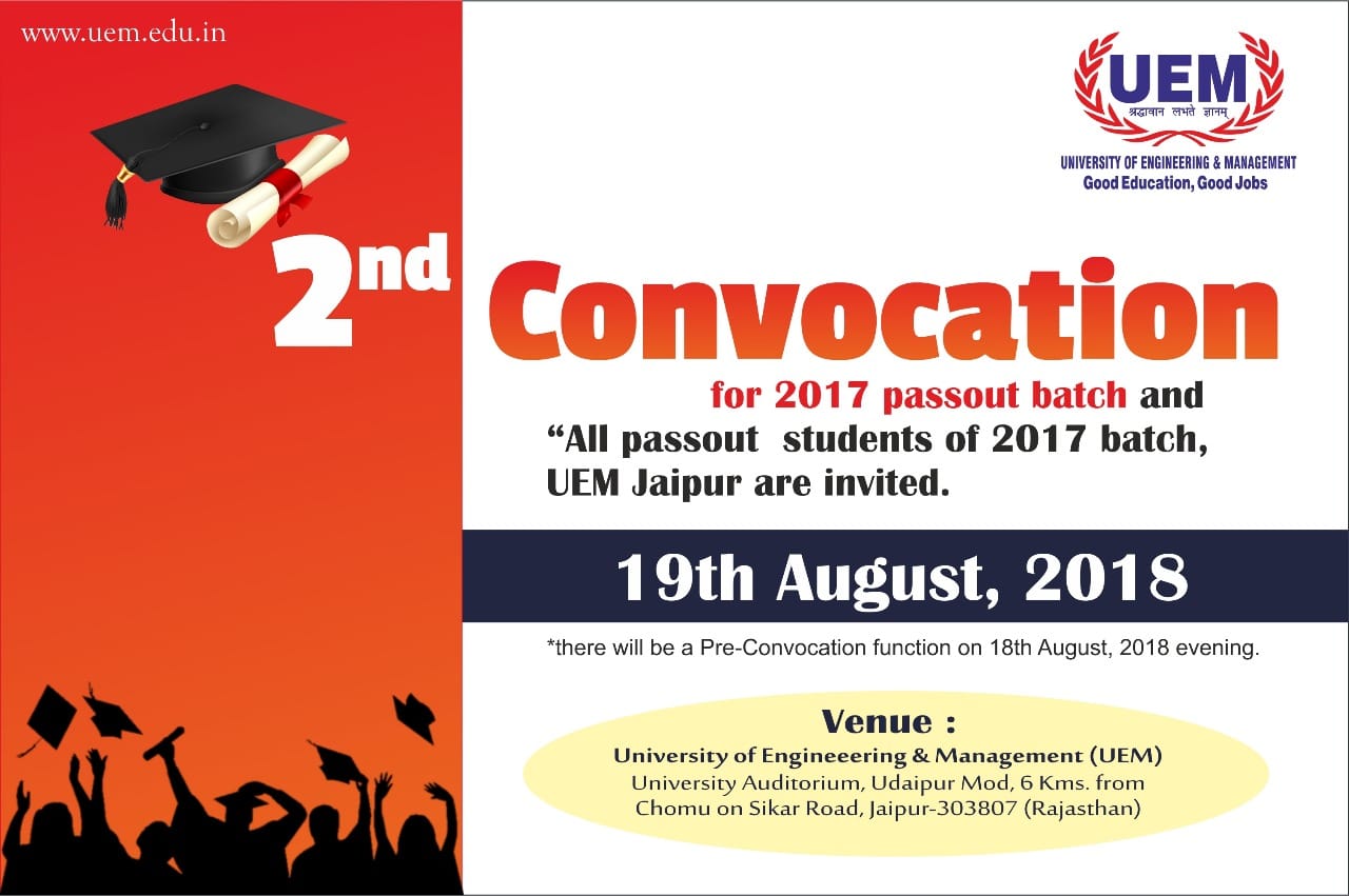 UEM Convocation to be held at 19th August 2018