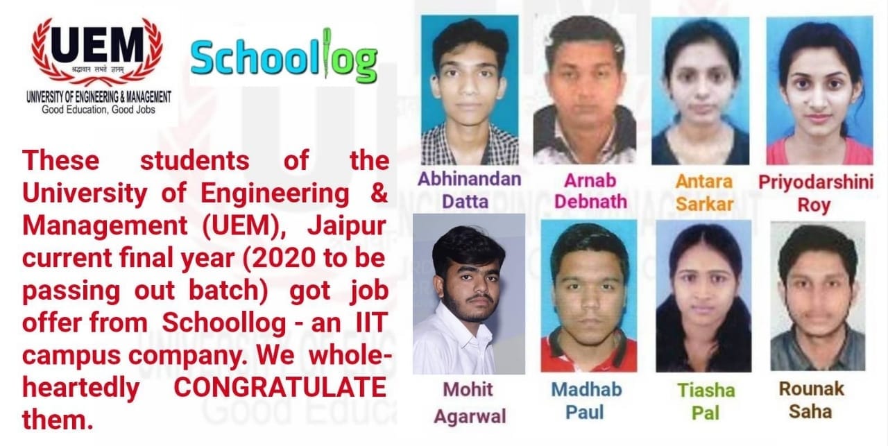 Placements in Schoollog (an IIT campus company) at UEM Jaipur