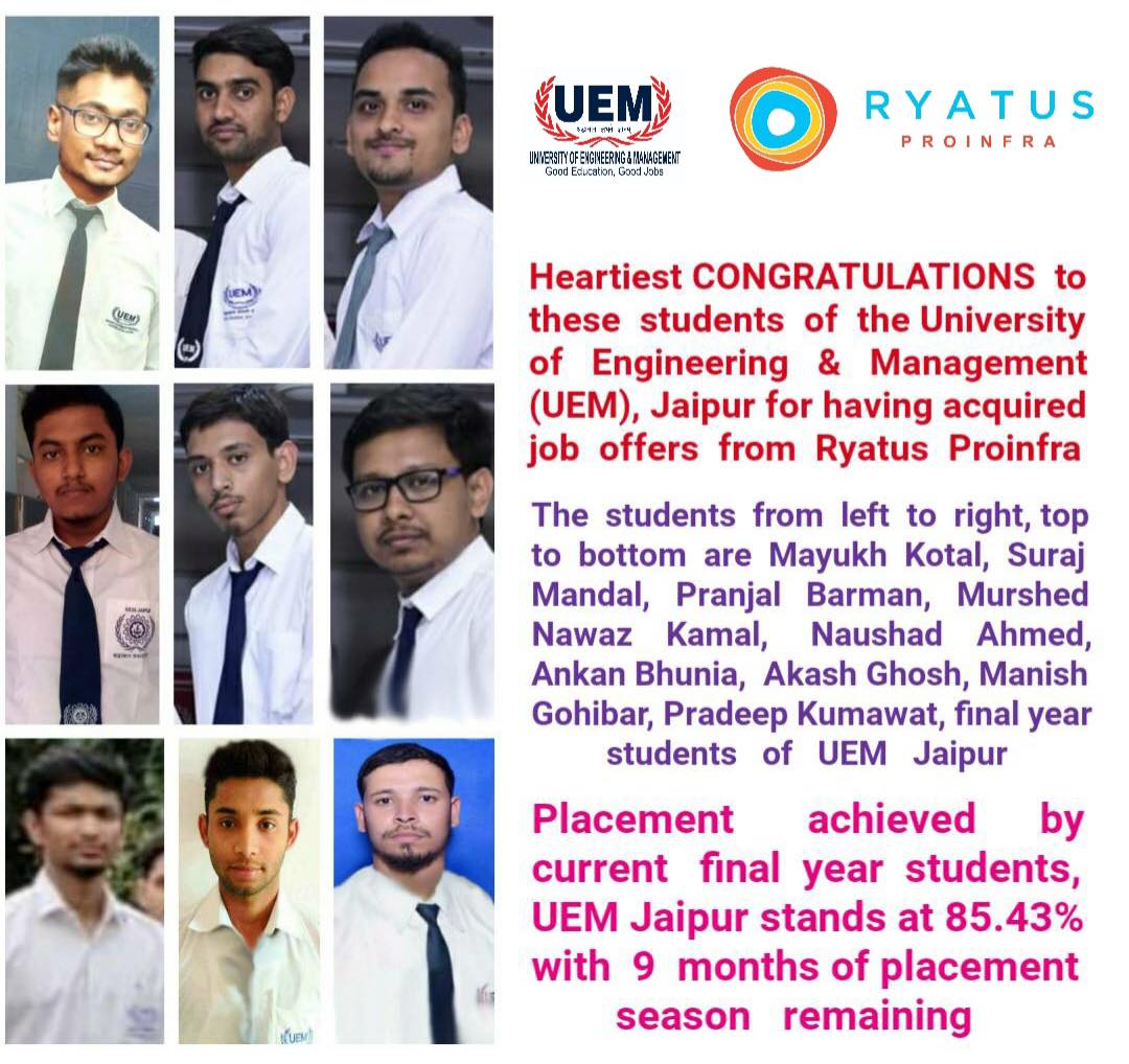 Job Offer Update at UEM Jaipur