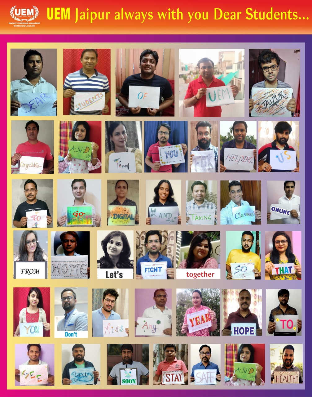 UEM Jaipur is always with you dear student