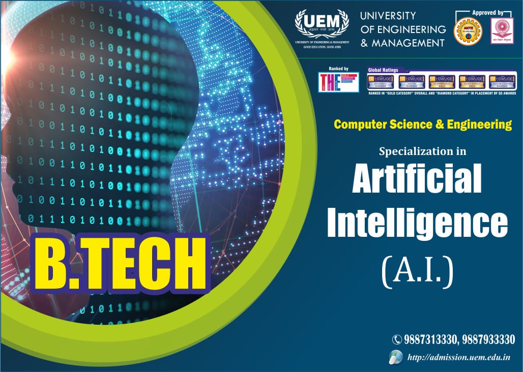Opt for the course with specialization in Artificial Intelligence under the B.Tech CSE (4 years degree course) at UEM Jaipur