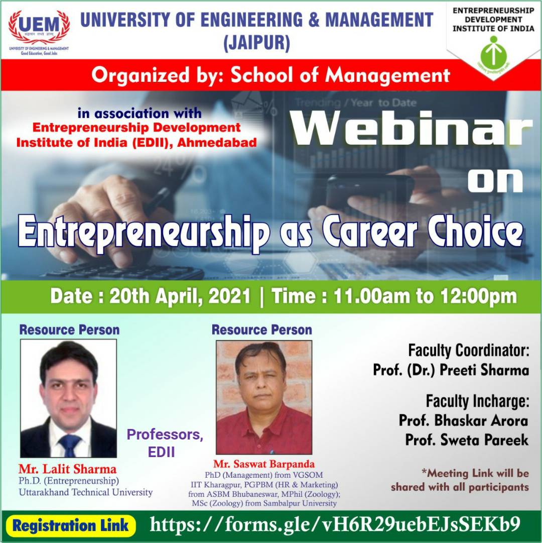 Webinar: Entrepreneurship as Career Choice