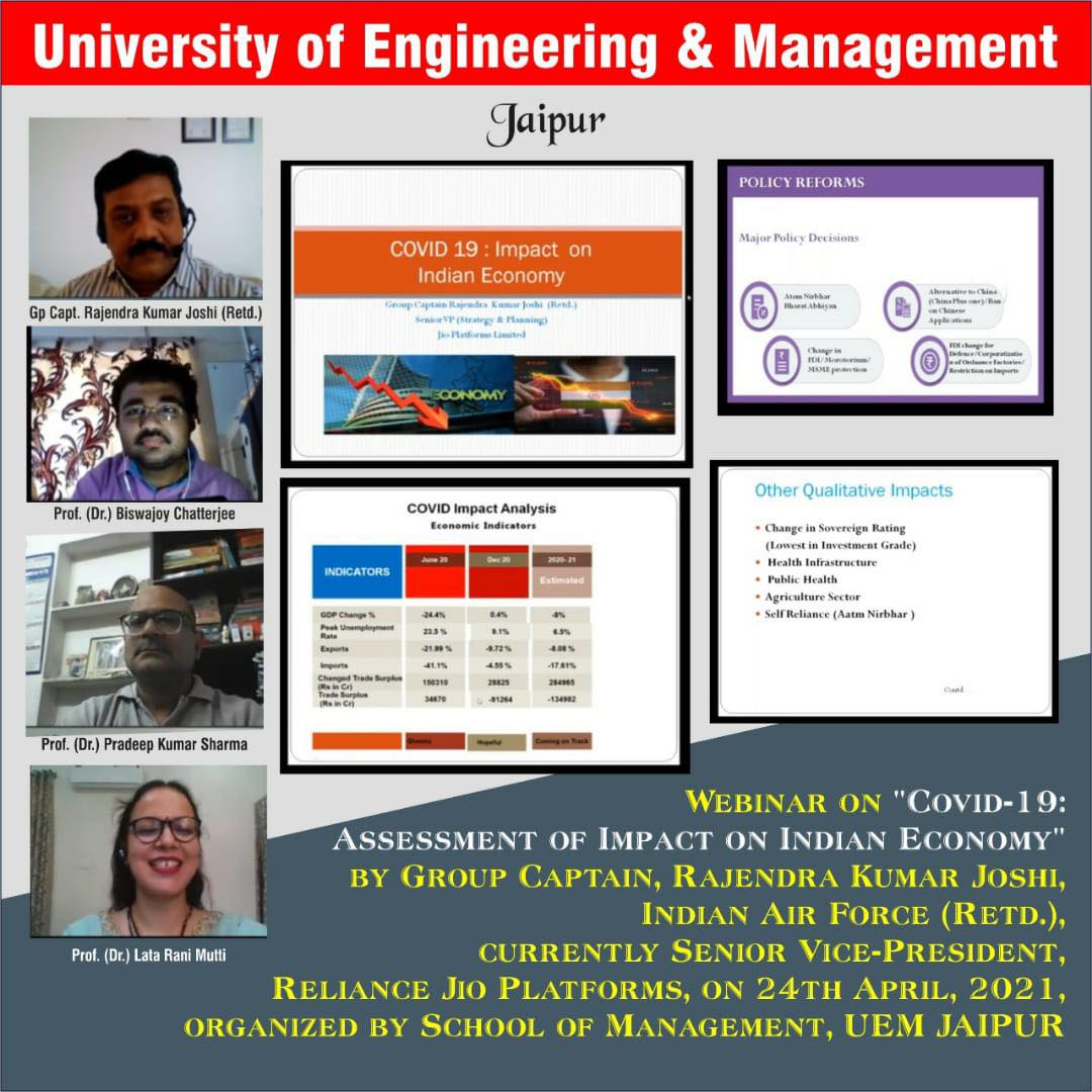 National Webinar on covid 19 Assessment of impact on I ndian economy