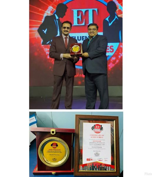 Mr. Anish Viswanath, Deputy Director, Corporate Relations, University of Engineering & Management (UEM), JAIPUR was awarded by Economic Times