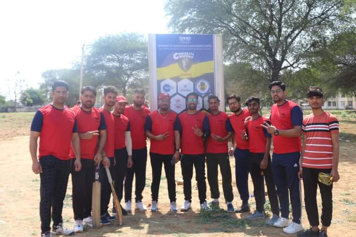 Corporate CRICKET LEAGUE 4-5 March,2023 Hon'ble Vice-Chancellor, Prof. (Dr.) Biswajoy Chatterjee and Registrar, Prof. (Dr.) Pradeep Kumar Sharma inaugurated the league today on 4th March, 2023 at the Cricket Ground of UEM Jaipur at 9.00 AM in the morning.