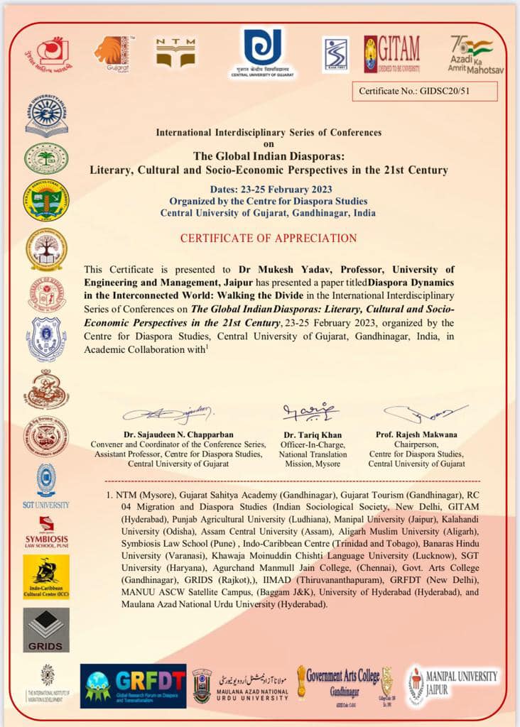 Weekly research update: UEM JAIPUR Prof. Govind Rai Goyal, Dept. of Electrical Engineering, University of Engineering & Management (UEM), JAIPUR had published research paper - "Development of two stage optimization-based demand response technique for smart homes under real time pricing