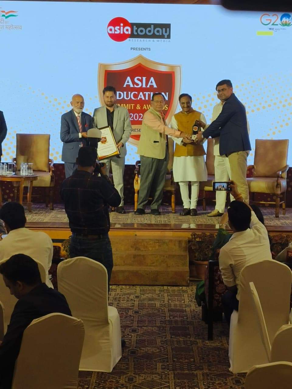 "UNIVERSITY 0F ENGINEERING & MANAGEMENT, JAIPUR" awarded as “Most Promising University With Academic Excellence in Rajasthan” for the outstanding services and contribution to the Education sector, in an exclusive event, the ASIA EDUCATION SUMMIT & AWARDS 2023, at Hotel The Ashok New Delhi in association with Asia Today Research & Media Partner & coverage in leading newspapers, on 3rd April 2023.