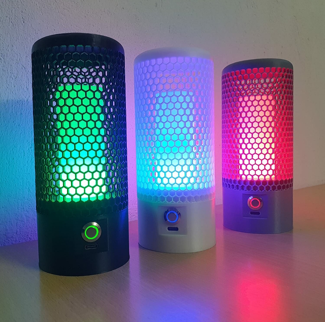 IoT based RGB Table Lamp, with light colors changeable from your mobile phone developed by researchers and students of the University of Engineering & Management (UEM), JAIPUR and being sold at Amazon marketplace under IEMA R&D, USA. It is a very professional design and is being sold in plenty at Amazon.