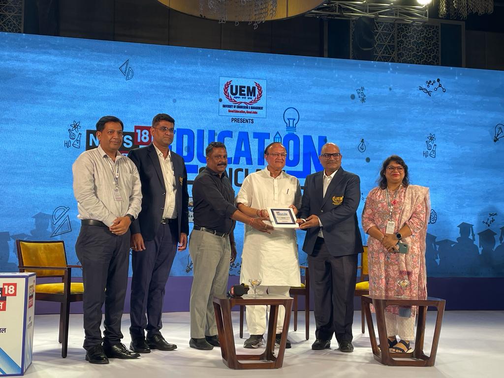 "UNIVERSITY 0F ENGINEERING & MANAGEMENT (UEM), JAIPUR IEM-UEM Group" has been awarded for “Outstanding Placement in Engineering & Management- Domestic & International”, at Jaipur ,Rajasthan organised by News 18 Rajasthan on 24th June, 2023.