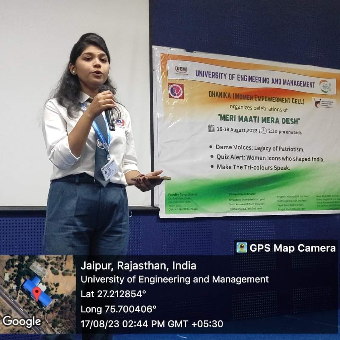 Students of the University of Engineering & Management (UEM), JAIPUR participated in three days celebration events of a campaign Meri Maati Mera Desh.