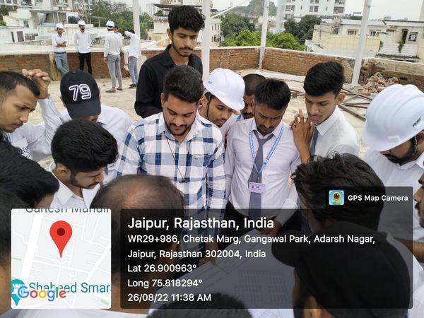B.Tech and M.tech students of CIVIL Engineering Department, University of Engineering and Management, Jaipur went for a site visit at SMS HOSPITAL Roof Top Truss Construction.