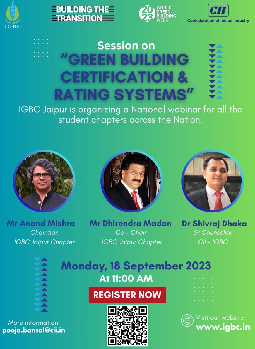 Civil Engineering Department, University of Engineering and Management, Jaipur participated in a National Webinar organised by Indian Green Building Council (IGBC)
