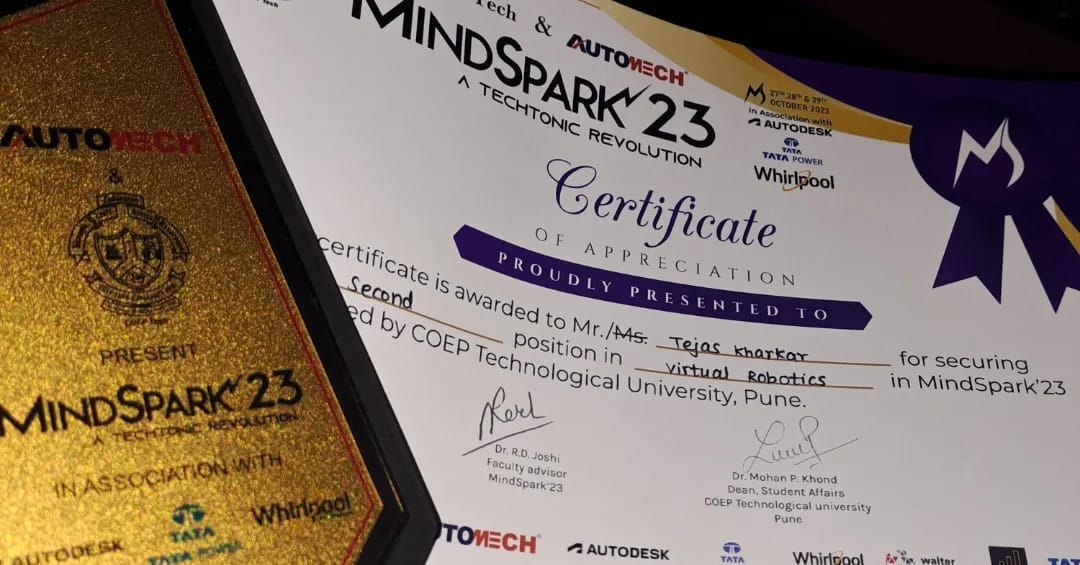 Student of Shunya Student Chapter of University of Engineering Management, Jaipur stood first runner up at COEP PUNE virtual robotics.