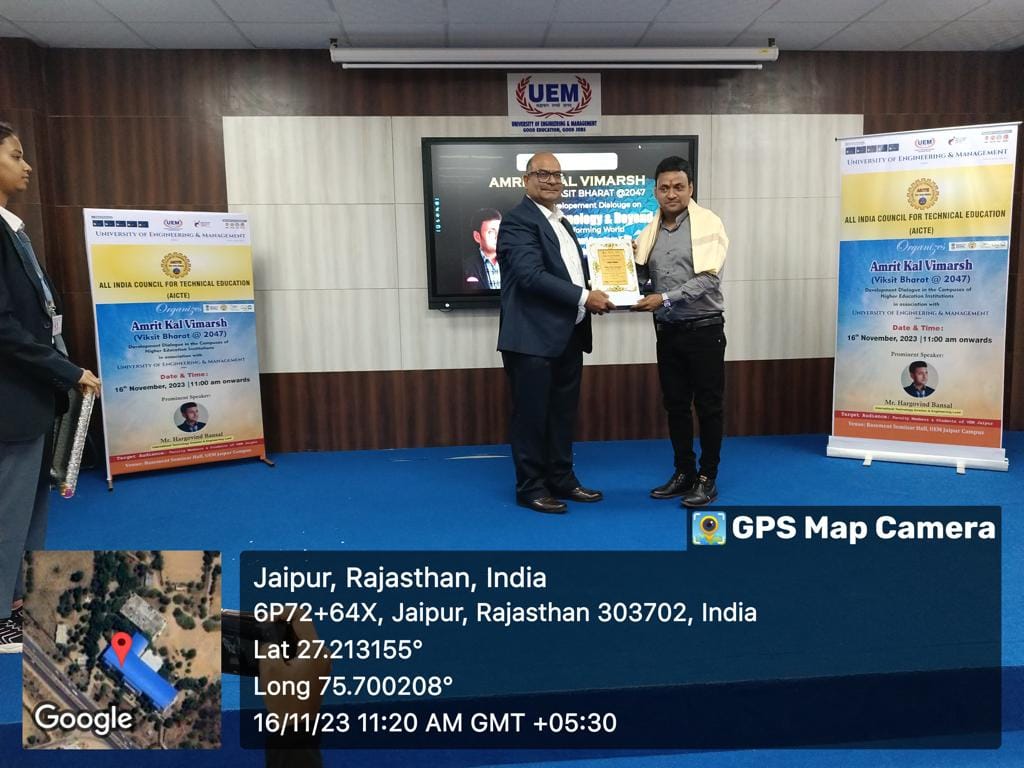 AMRIT KAAL VIMARSH VIKSIT BHARAT@2047 MEGA EVENT HELD AT UNIVERSITY OF ENGINEERING AND MANAGEMENT, JAIPUR.