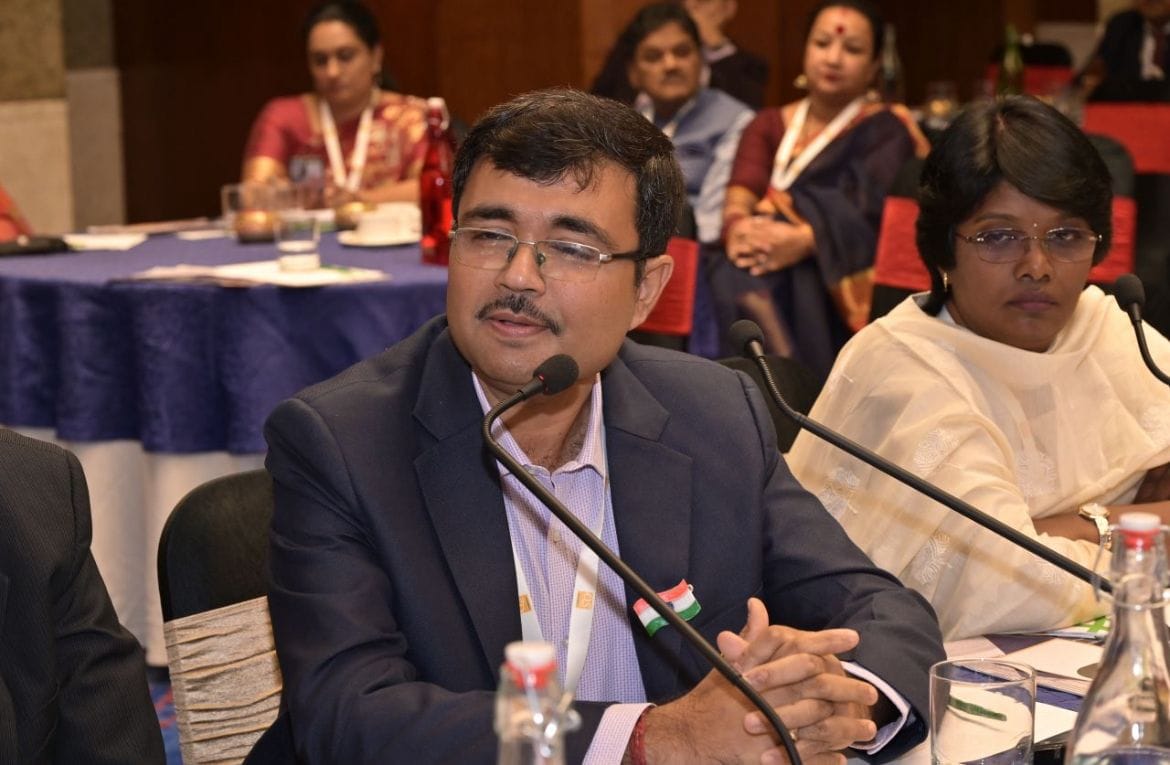 Prof. Dr. Biswajoy Chatterjee, Vice-Chancellor, University of Engineering & Management (UEM), JAIPUR speaking at the India Academic Forum held at Hotel Holiday Inn, Jaipur on 2nd December, 2023