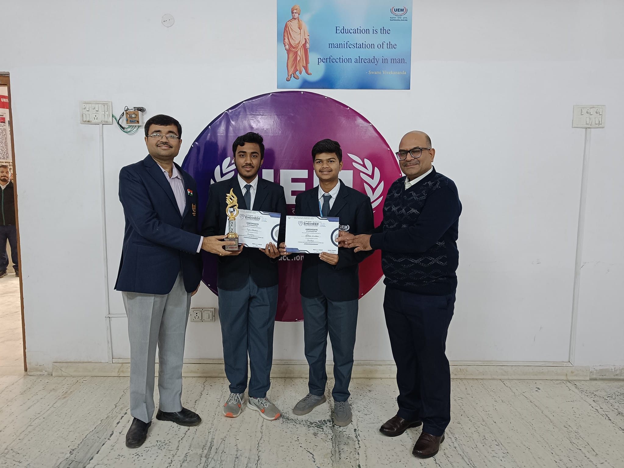 We wholeheartedly congratulate Mr. Tejas Kharkar & Mr. Soham Wadekar, students of the University of Engineering & Management (UEM), JAIPUR