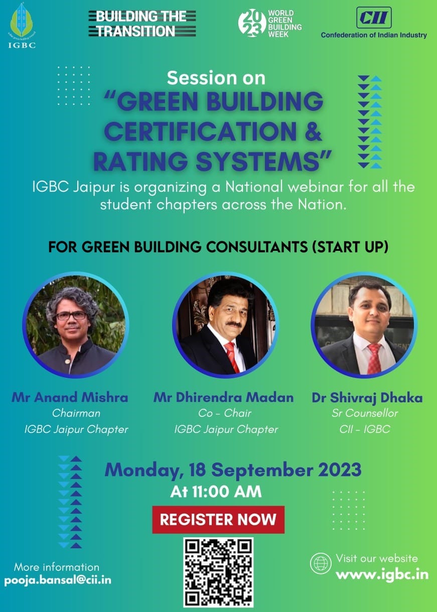Civil Engineering Department, University of Engineering and Management, Jaipur participated in a National Webinar organised by Indian Green Building Council (IGBC) as a part of IIC activities on 18.09.2023.