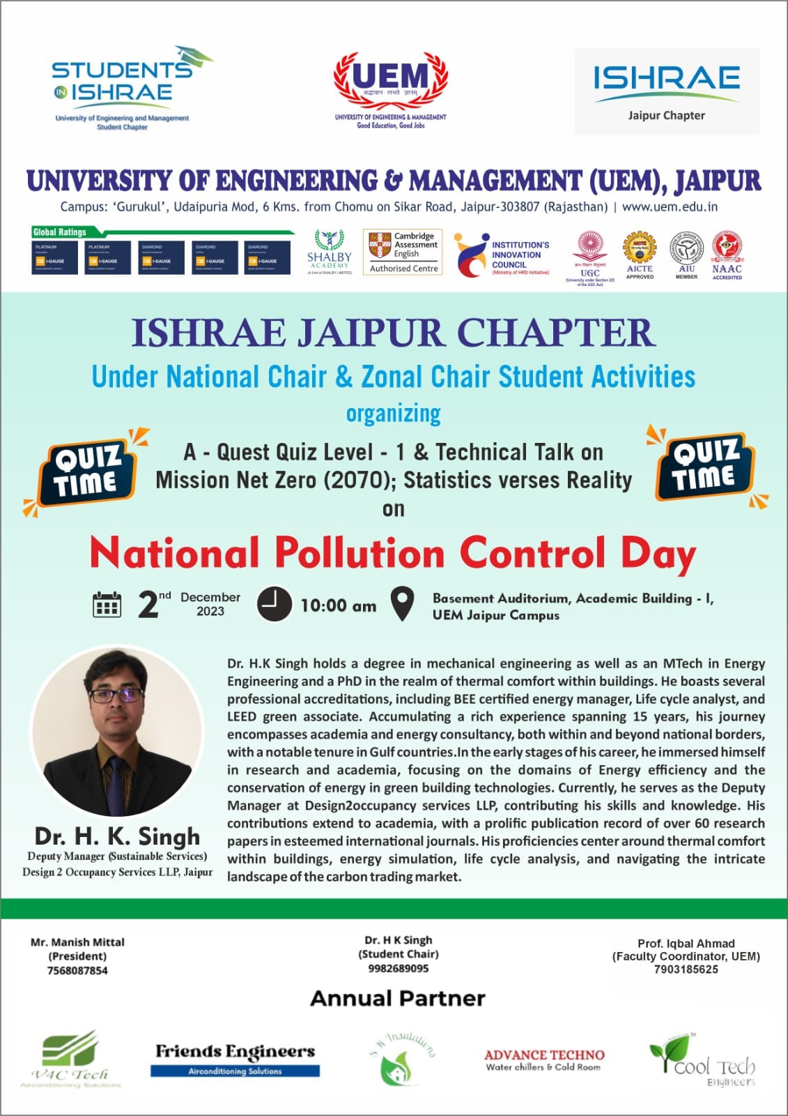 IIC Celebration Activity on National Pollution Control Day - 02nd Dec 2023