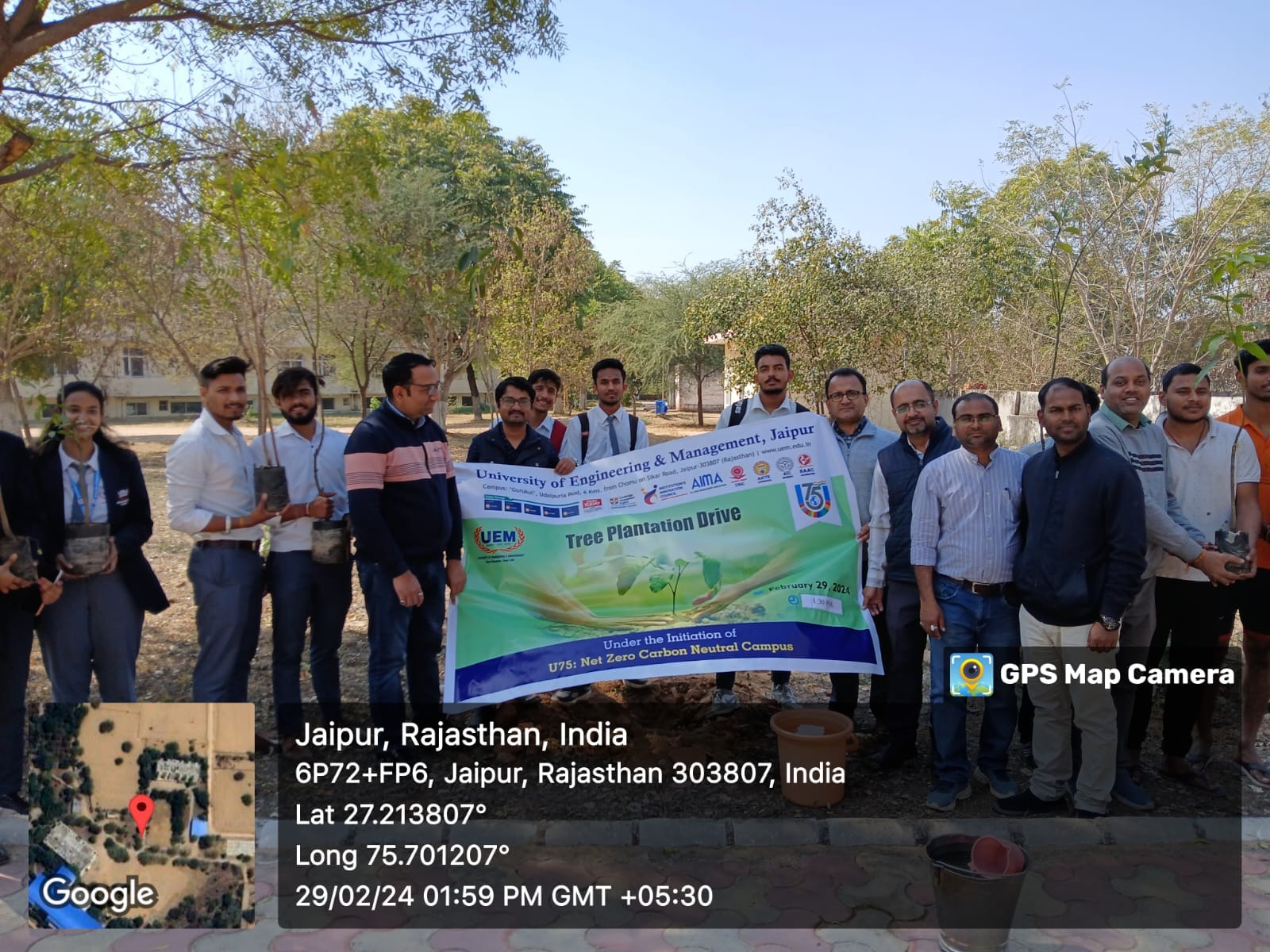 University of Engineering and Management, Jaipur organised a Tree Plantation Drive on the Campus
