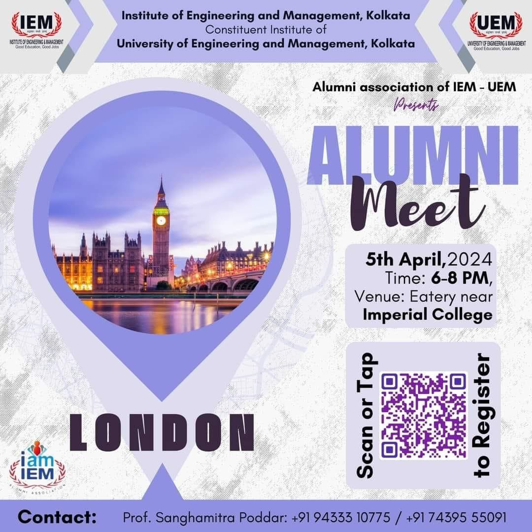 IEM-UEM Group is so happy to invite our Alumni members to our special Alumni Meet at London, near Imperial College.
