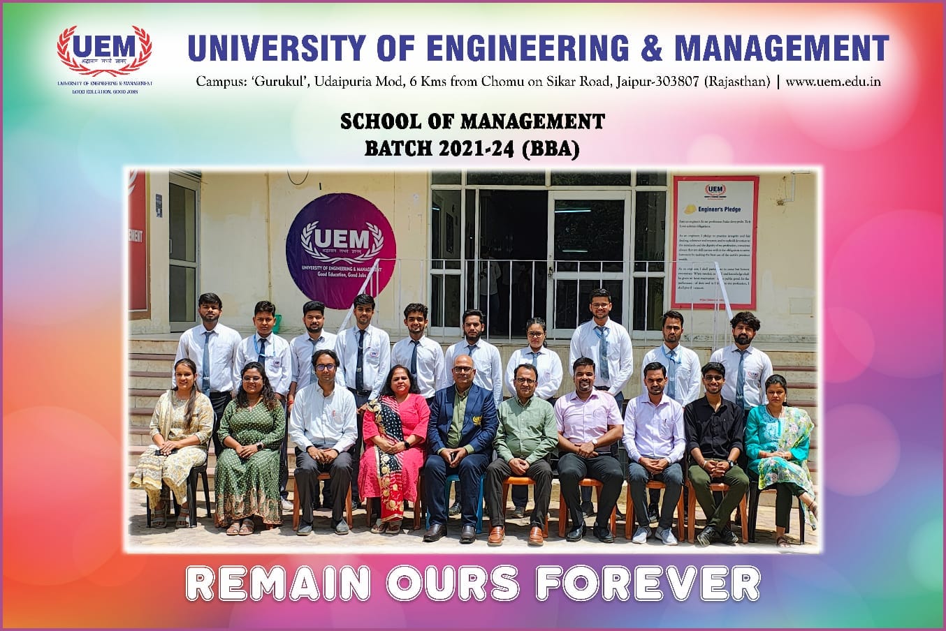 School of Management, UEM Jaipur has organised farewell party NAVARAMBH 2024 for the students of MBA and BBA 2024 passing out batch.