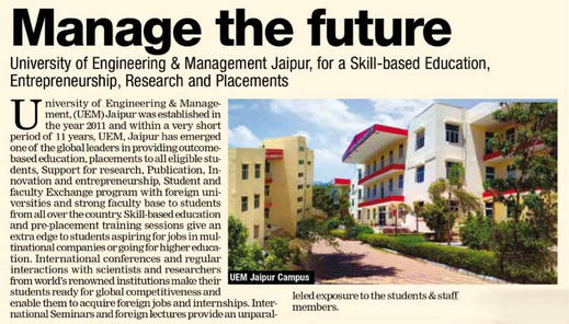 We feel so proud to inform you all that the University of Engineering & Management (UEM), Jaipur has once again emerged as a leader from Rajasthan in Times Engineering Ranking 2024.