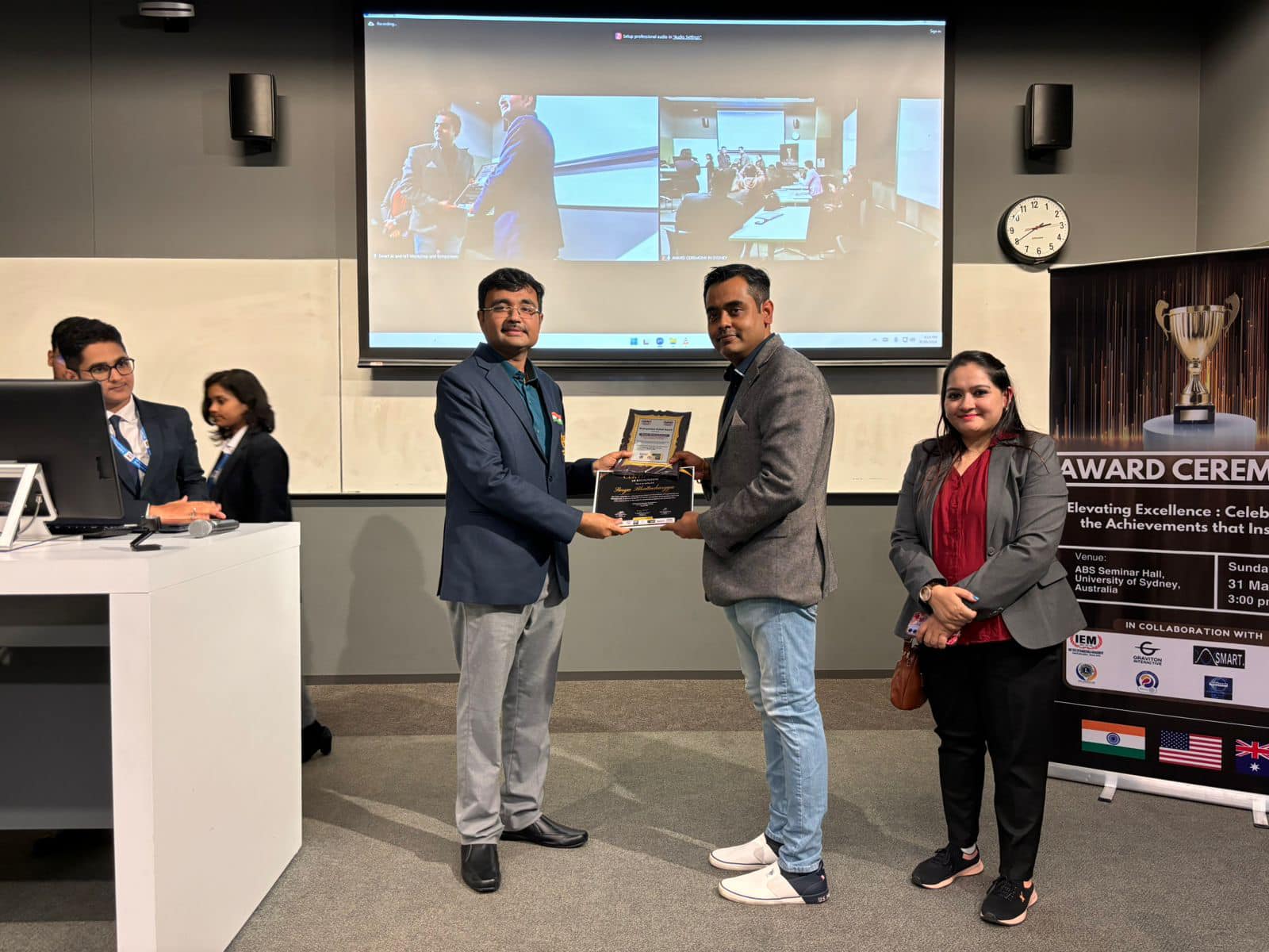 Distinguished and Young Alumnus Award being given away to the deserving Alumni members of IEM and UEM working in Sydney, Australia at the University of Sydney.