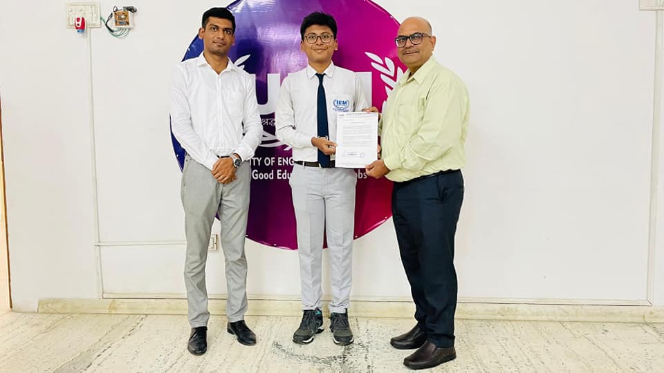 Four final-year students from the ECE department at IEM Kolkata, recently completed a one-month internship at University of Engineering & Management (UEM) Jaipur, where they contributed to ongoing projects.